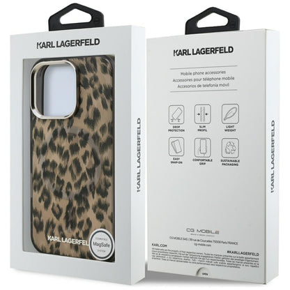 MagSafe Case for Apple iPhone 16 Pro, Karl Lagerfeld, IML Leopard Pattern, Brown