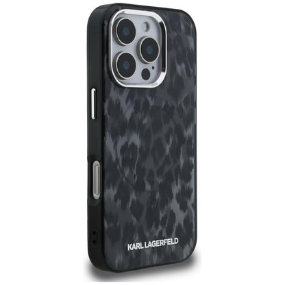 MagSafe Case for Apple iPhone 16 Pro Max, Karl Lagerfeld, IML Leopard Pattern, Black