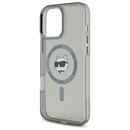MagSafe Case for Apple iPhone 16 Pro Max, Karl Lagerfeld, IML Metal Choupette's Head, Black