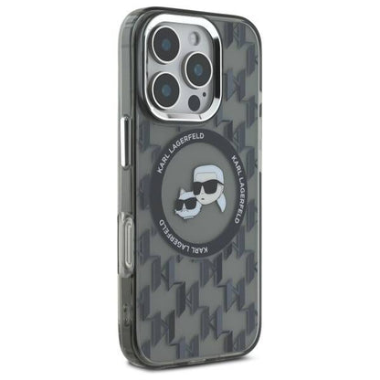 MagSafe Case for Apple iPhone 16 Pro Max, Karl Lagerfeld, IML Monogram Karl & Choupette's Heads, Black