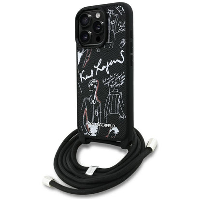 MagSafe Case for Apple iPhone 16 Pro Max, Karl Lagerfeld, Saffiano Crossbody, Black