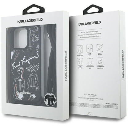 MagSafe Case for Apple iPhone 16 Pro Max, Karl Lagerfeld, Saffiano Crossbody, Black