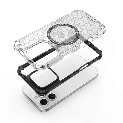MagSafe Case for Apple iPhone 16 Pro Max, Techsuit, HoneyComb Shield, White