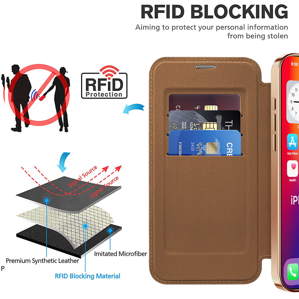 MagSafe Case for Apple iPhone 16 Pro Max, Techsuit, SmartMag Book, Brown