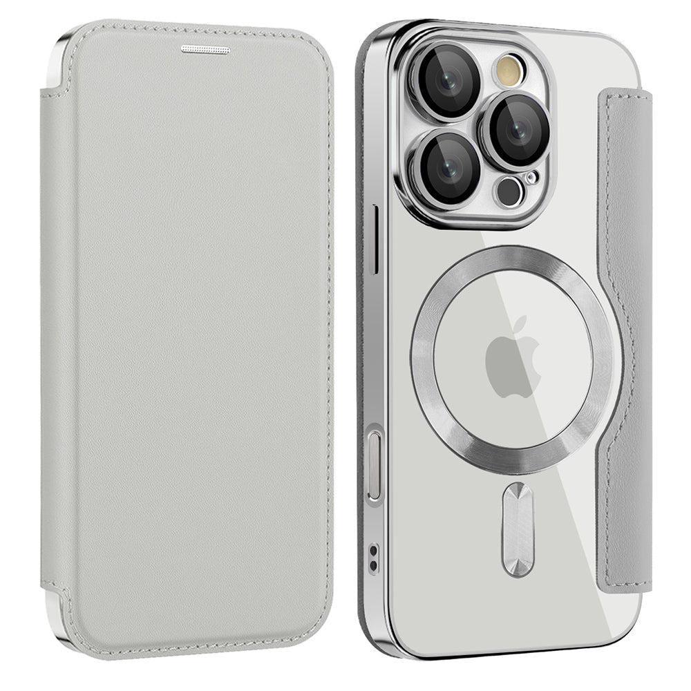 MagSafe Case for Apple iPhone 16 Pro, Techsuit, SmartMag Book, Gray