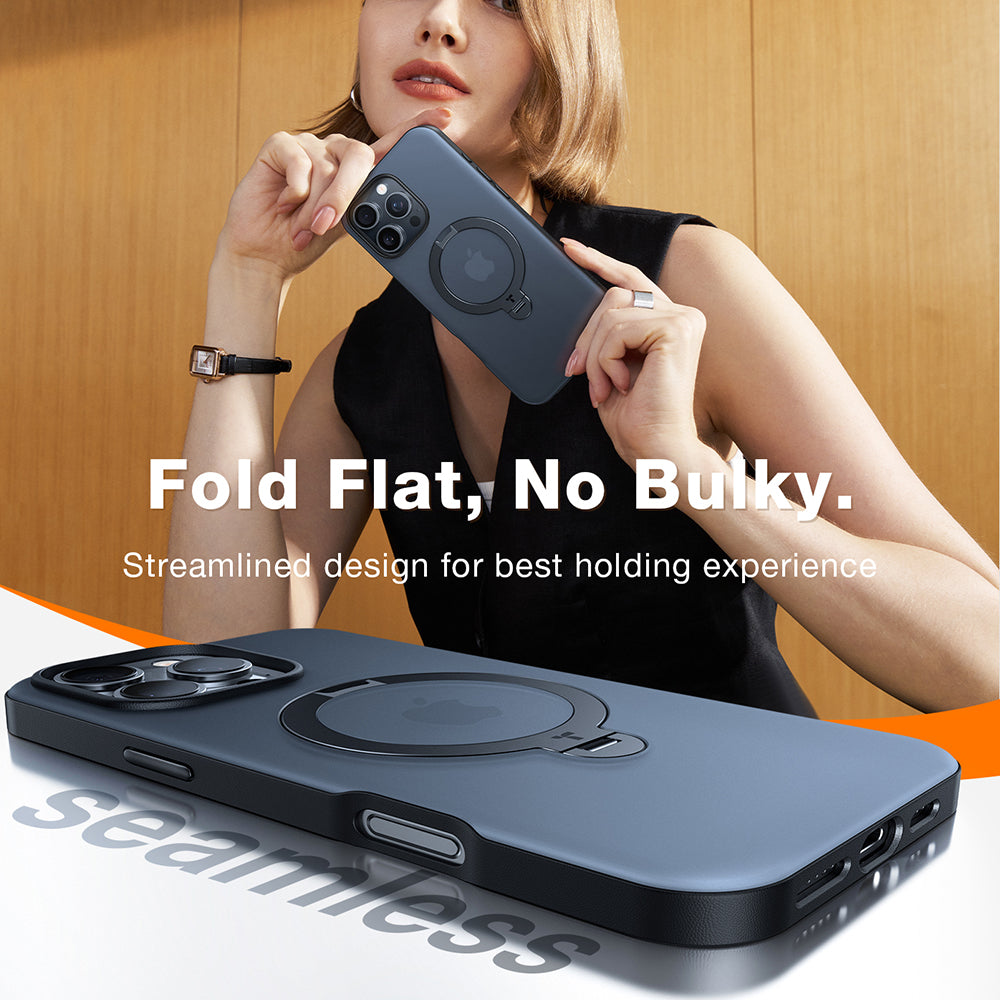 MagSafe Case for Apple iPhone 16 Pro, Torras, Ostand Spin, Black