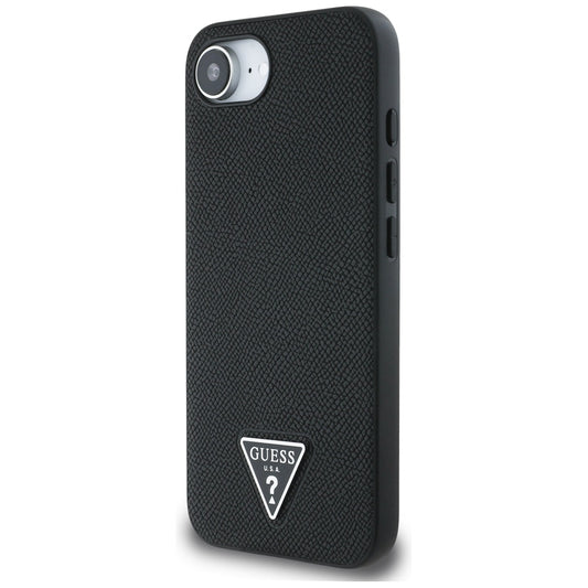 MagSafe Case for Apple iPhone 16e, Guess, Grained Triangle Logo, Black