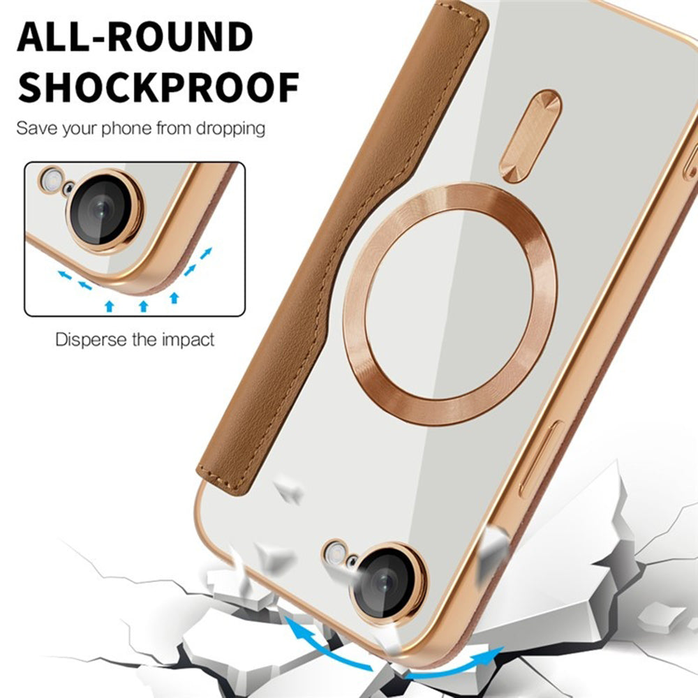 MagSafe Case for Apple iPhone 17e / 16e, Techsuit, SmartMag Book, Brown