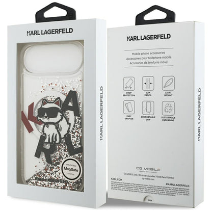 MagSafe Case for Apple iPhone 17 Air, Karl Lagerfeld, Liquid Glitter Choupette Logo, Transparent