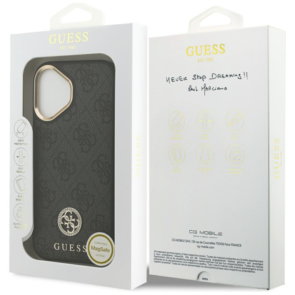 MagSafe Case for Apple iPhone 17, Guess, 4G Strass Logo, Black