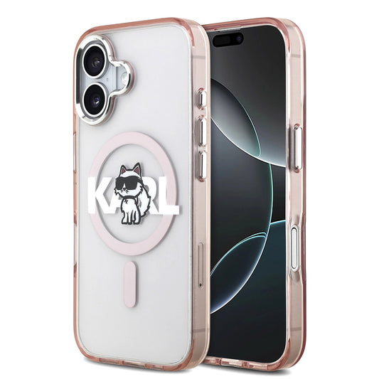 MagSafe Case for Apple iPhone 17, Karl Lagerfeld, IML Sketch Logo Choupette, Pink