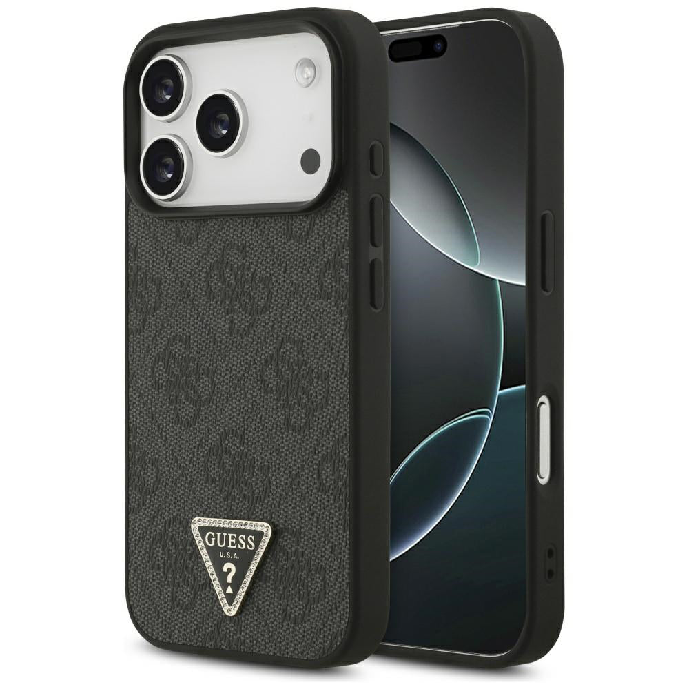 MagSafe Case for Apple iPhone 17 Pro, Guess, 4G Triangle Strass, Black