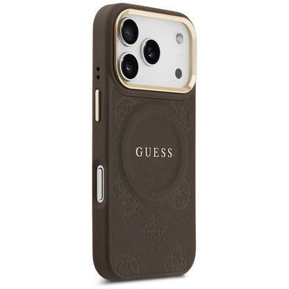 MagSafe Case for Apple iPhone 17 Pro, Guess, Peony Hot Stamp, Brown