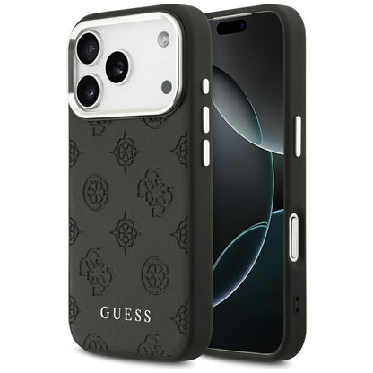 MagSafe Case for Apple iPhone 17 Pro, Guess, Peony Hot Stamp Script, Black