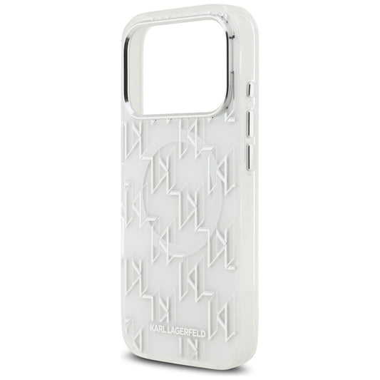 MagSafe Case for Apple iPhone 17 Pro, Karl Lagerfeld, IML KL Monogram, White