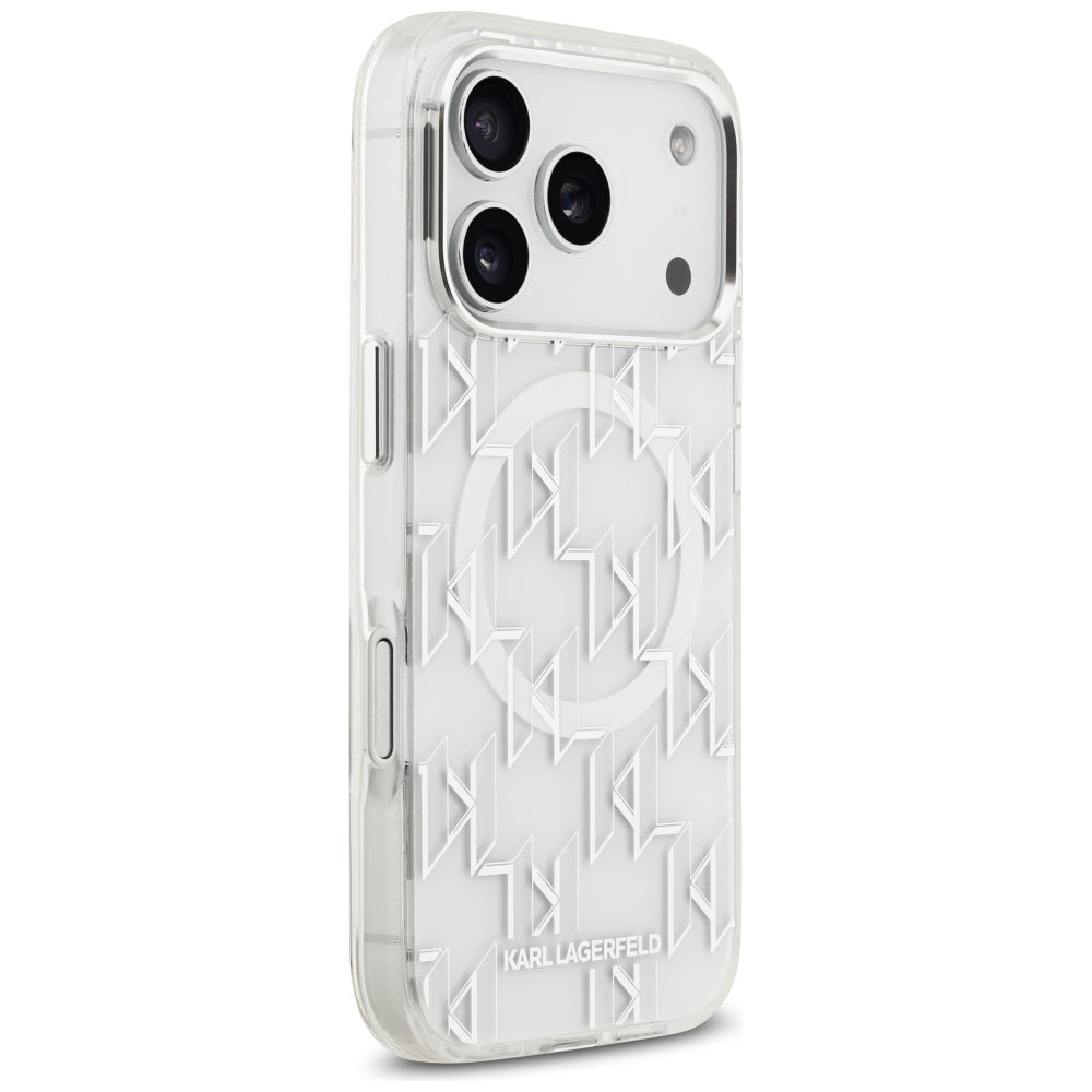 MagSafe Case for Apple iPhone 17 Pro, Karl Lagerfeld, IML KL Monogram, White