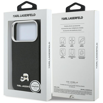 MagSafe Case for Apple iPhone 17 Pro, Karl Lagerfeld, Karl & Choupette Head's Pin, Black