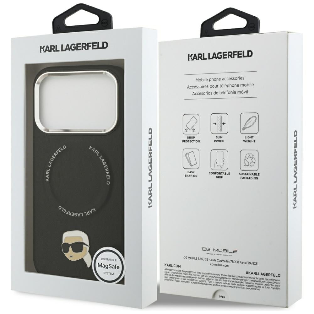 MagSafe Case for Apple iPhone 17 Pro, Karl Lagerfeld, Karl Pin, Black