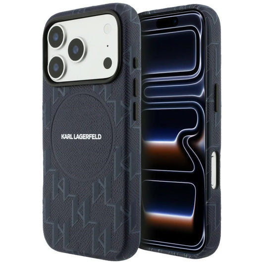 MagSafe Case for Apple iPhone 17 Pro, Karl Lagerfeld, KL Monogram Logo, Blue