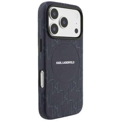 MagSafe Case for Apple iPhone 17 Pro, Karl Lagerfeld, KL Monogram Logo, Blue