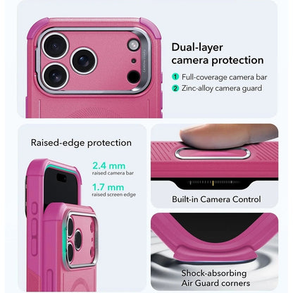 MagSafe Case for Apple iPhone 17 Pro Max, ESR, Cyber Armor Kickstand, Pink