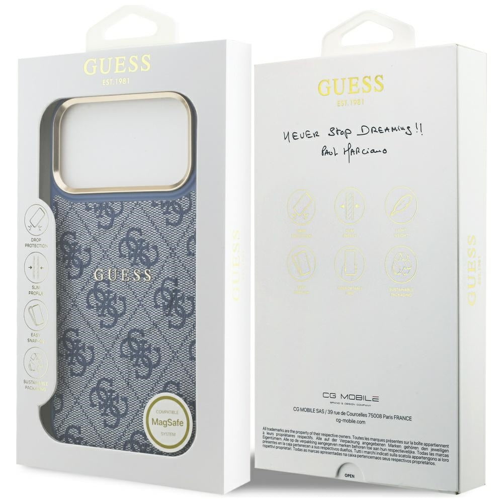 MagSafe Case for Apple iPhone 17 Pro Max, Guess, 4G Classic, Blue