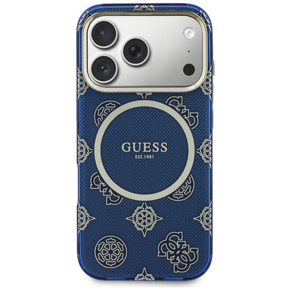 MagSafe Case for Apple iPhone 17 Pro Max, Guess, IML Peony Dot, Blue