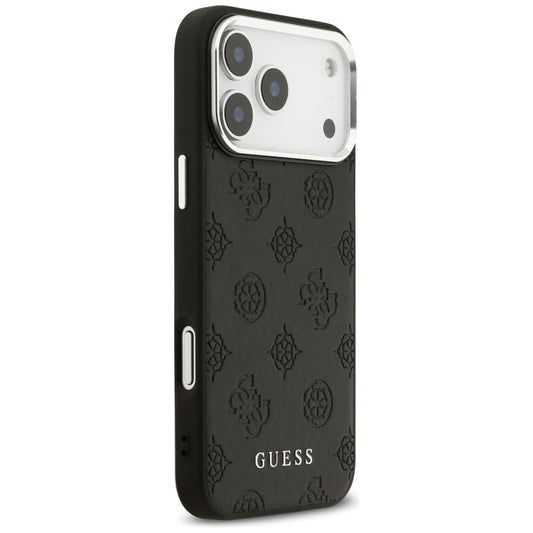 MagSafe Case for Apple iPhone 17 Pro Max, Guess, Peony Hot Stamp Script, Black
