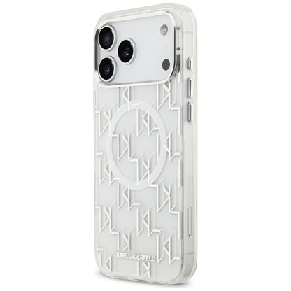 MagSafe Case for Apple iPhone 17 Pro Max, Karl Lagerfeld, IML KL Monogram, White