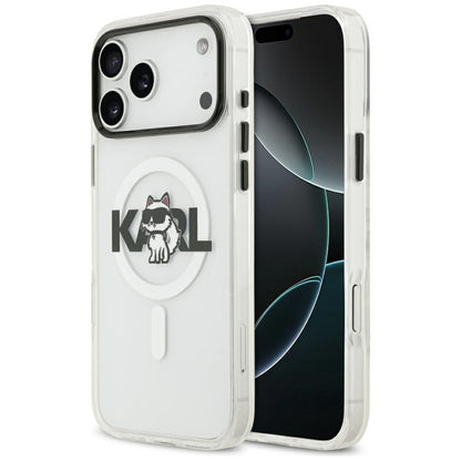 MagSafe Case for Apple iPhone 17 Pro Max, Karl Lagerfeld, IML Sketch Logo Choupette, Transparent