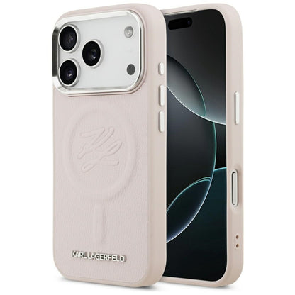 MagSafe Case for Apple iPhone 17 Pro Max, Karl Lagerfeld, Initial & Metal Logo, Pink