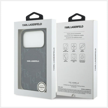 MagSafe Case for Apple iPhone 17 Pro Max, Karl Lagerfeld, KL Monogram Logo, Blue
