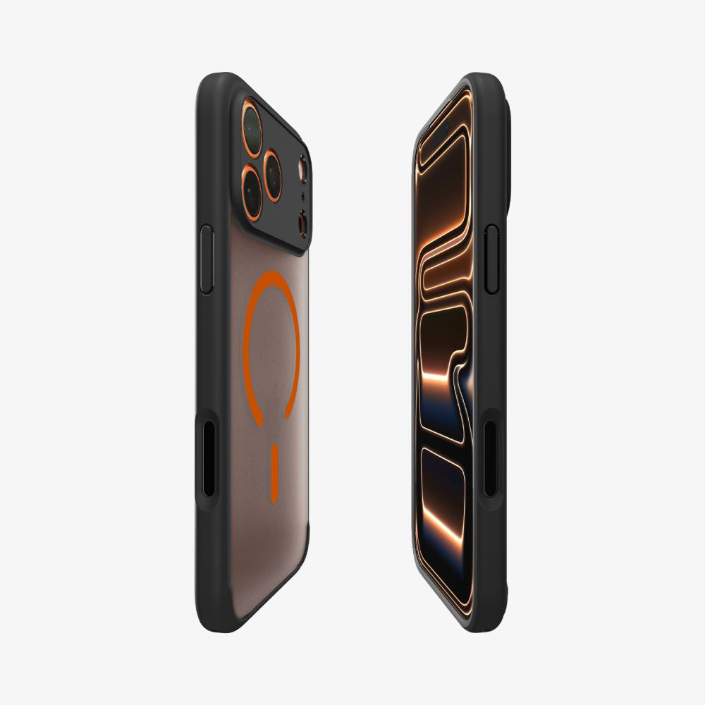 MagSafe Case for Apple iPhone 17 Pro, Spigen, Ultra Hybrid, Satin Black Orange ACS10483