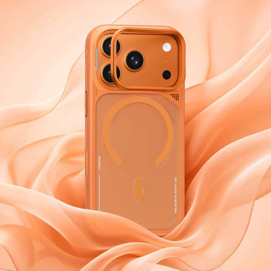 MagSafe Case for Apple iPhone 18 Pro / 17 Pro, Blueo, Heat Dissipation Stand, Satin Orange