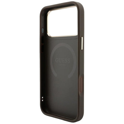MagSafe Case for Apple iPhone 18 Pro / 17 Pro, Guess, 4G Stripe Round Classic Logo, Brown