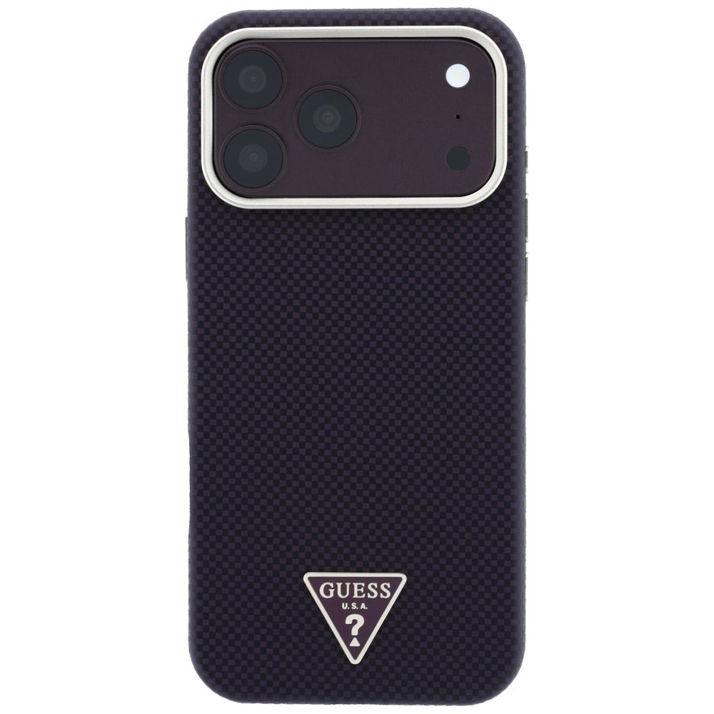 MagSafe Case for Apple iPhone 18 Pro / 17 Pro, Guess, Kevlar Triangle Logo, Burgundy