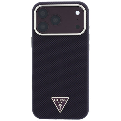 MagSafe Case for Apple iPhone 18 Pro / 17 Pro, Guess, Kevlar Triangle Logo, Burgundy
