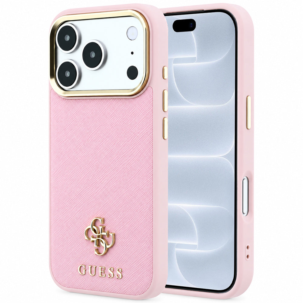 MagSafe Case for Apple iPhone 18 Pro / 17 Pro, Guess, Saffiano Small 4G Classic, Pink