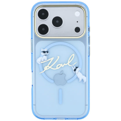 MagSafe Case for Apple iPhone 18 Pro / 17 Pro, Karl Lagerfeld, IML Choupette Karl Script Logo, Blue