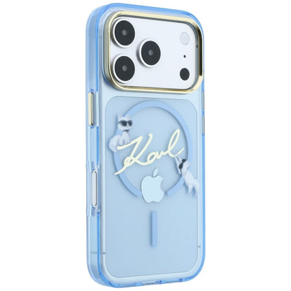 MagSafe Case for Apple iPhone 18 Pro / 17 Pro, Karl Lagerfeld, IML Choupette Karl Script Logo, Blue