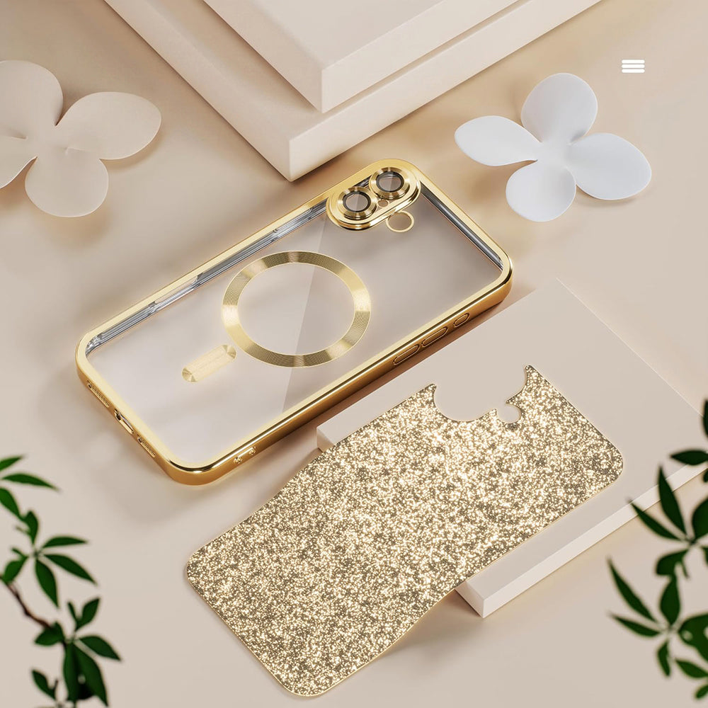 MagSafe Case for Apple iPhone 18 Pro / 17 Pro, Techsuit, Luxury Glitter, Gold