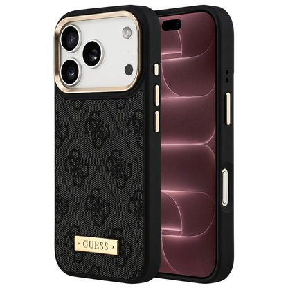 MagSafe Case for Apple iPhone 18 Pro Max / 17 Pro Max, Guess, 4G Logo Plate, Black