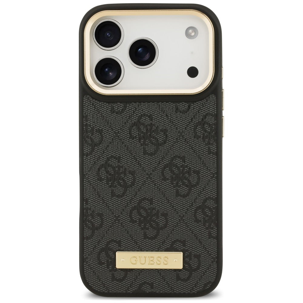MagSafe Case for Apple iPhone 18 Pro Max / 17 Pro Max, Guess, 4G Logo Plate, Black