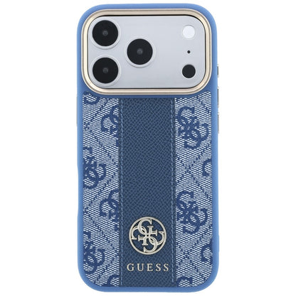 MagSafe Case for Apple iPhone 18 Pro Max / 17 Pro Max, Guess, 4G Stripe Round Classic Logo, Blue