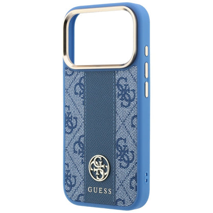MagSafe Case for Apple iPhone 18 Pro Max / 17 Pro Max, Guess, 4G Stripe Round Classic Logo, Blue
