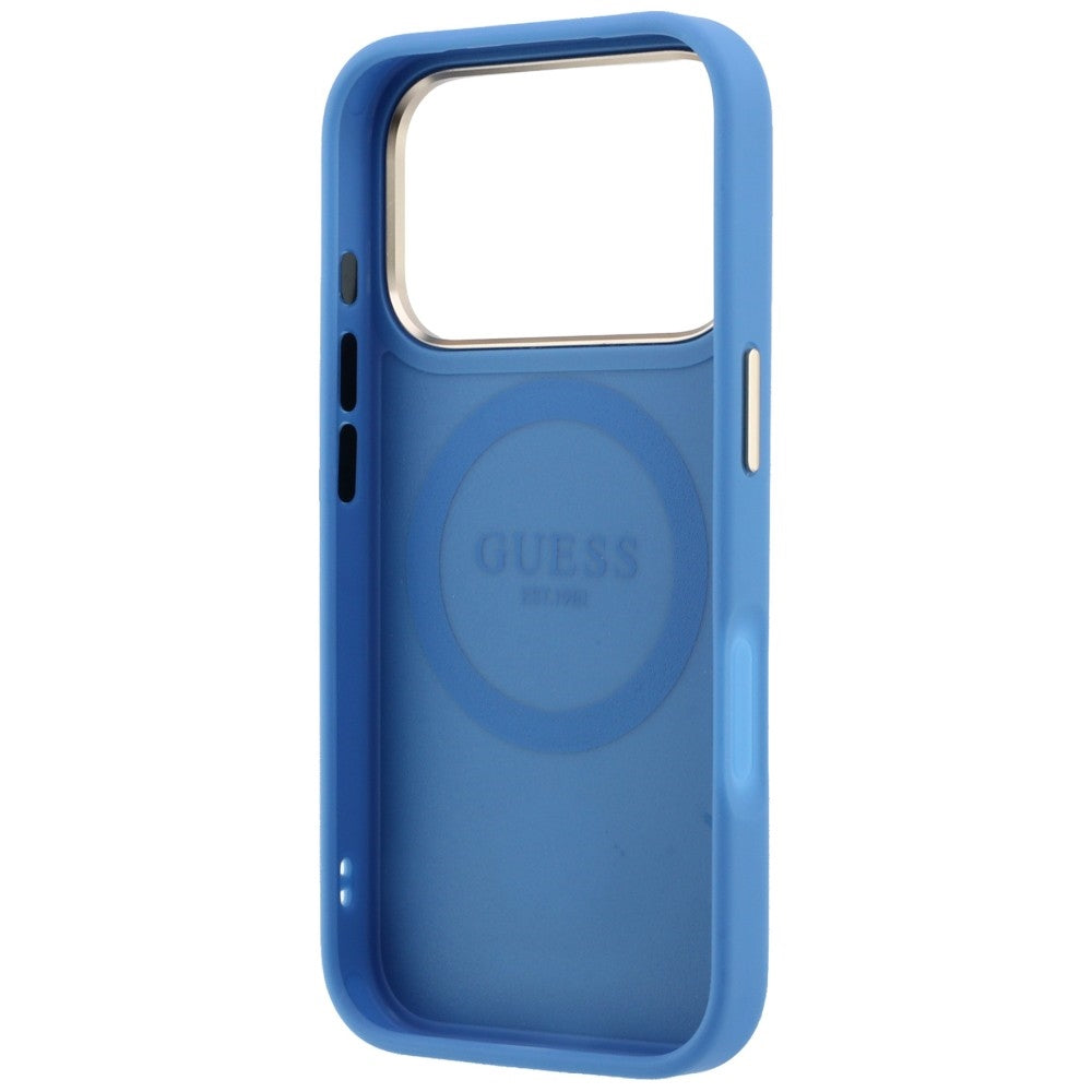MagSafe Case for Apple iPhone 18 Pro Max / 17 Pro Max, Guess, 4G Stripe Round Classic Logo, Blue