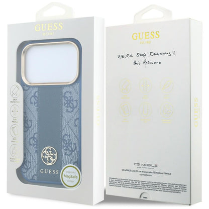 MagSafe Case for Apple iPhone 18 Pro Max / 17 Pro Max, Guess, 4G Stripe Round Classic Logo, Blue