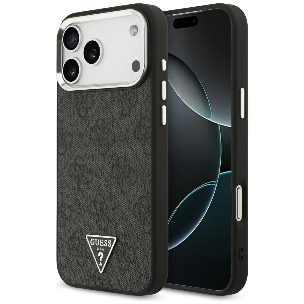 MagSafe Case for Apple iPhone 18 Pro Max / 17 Pro Max, Guess, 4G Triangle Logo, Black Silver
