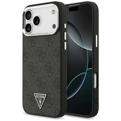 MagSafe Case for Apple iPhone 18 Pro Max / 17 Pro Max, Guess, 4G Triangle Logo, Black Silver