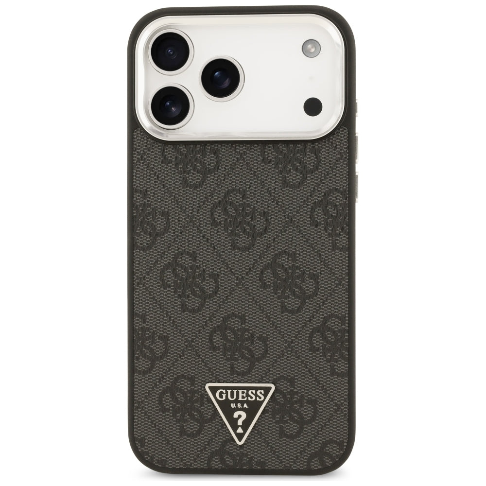 MagSafe Case for Apple iPhone 18 Pro Max / 17 Pro Max, Guess, 4G Triangle Logo, Black Silver